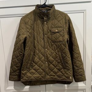 Polo Ralph Lauren kids size 14/16 Large green quilted snap front barn coat
